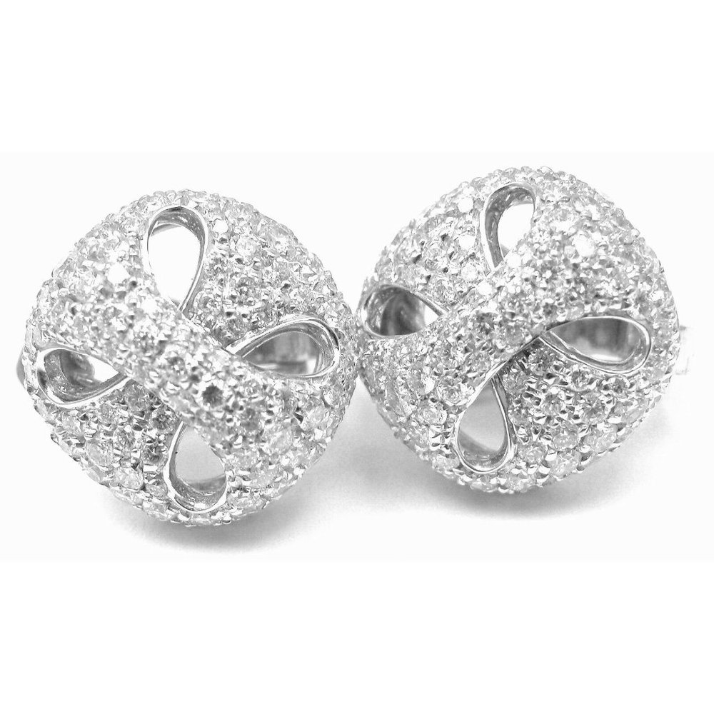 New Authentic Damiani 18k White Gold 3.03 ct Diamond Earrings